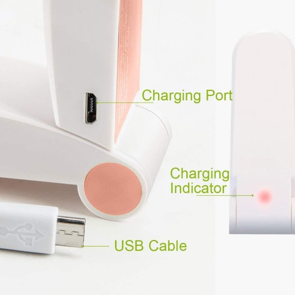 Mini Folding Pocket Fan Bordvifte, USB oppladbar liten portab