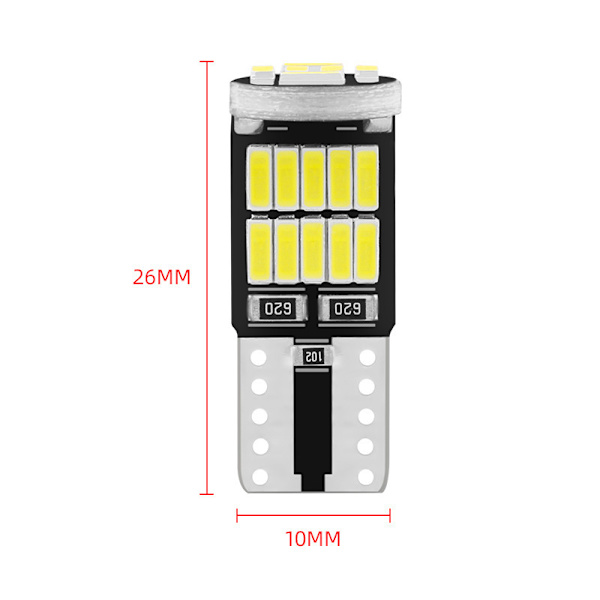 10 stk dekoding lampe T10-4014-26smd superlys LED bred