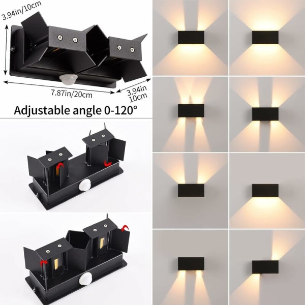 Vägglampa för inomhus/utomhusbruk med rörelsesensor, modern 24W LED-vägglampa