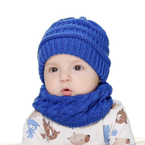 Stickad mössa och halsduk set för småbarn (0-2 år)