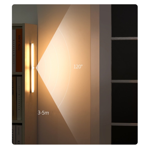 1 LED-lampe med bevægelsessensor, USB-genopladelig, 3000K, varm hvid