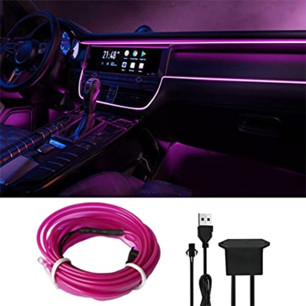 (violetti) auton sisävalot, 5m auton LED-valonauha, 5v Auto Inter