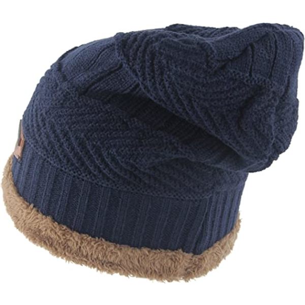 Kvinners tykk varm vinterlue lue slouchy skully strikkeluer, Nav