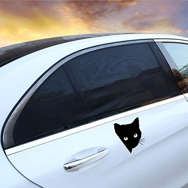 (svart)Black Cat Head Car Decal Sticker Vinyl Scooter Car Tuning
