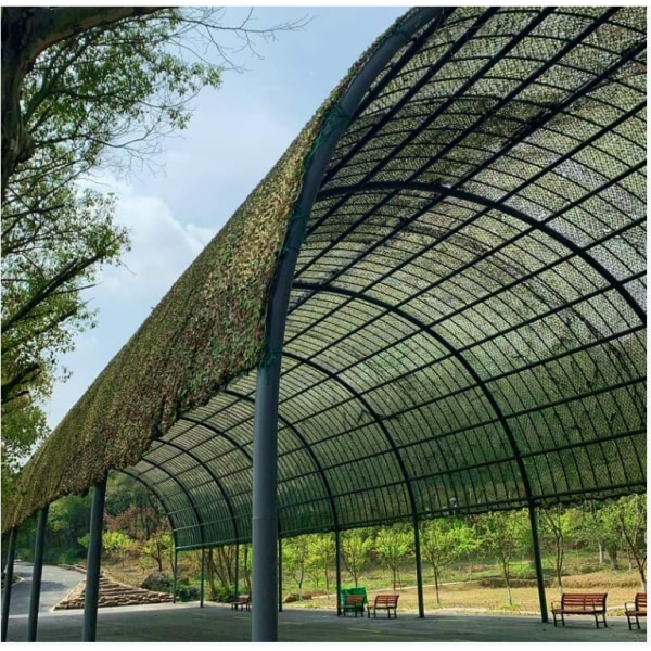 Rektangulær skygge sejl i grøn camouflage mesh, 4x5m, camouflage