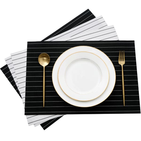 Set med 4 handdukar, 30x45 cm, Bomull, Randig vit