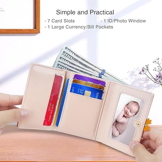 Söt plånbok för kvinnor, läder  Blocking Small Trifold Wallet w