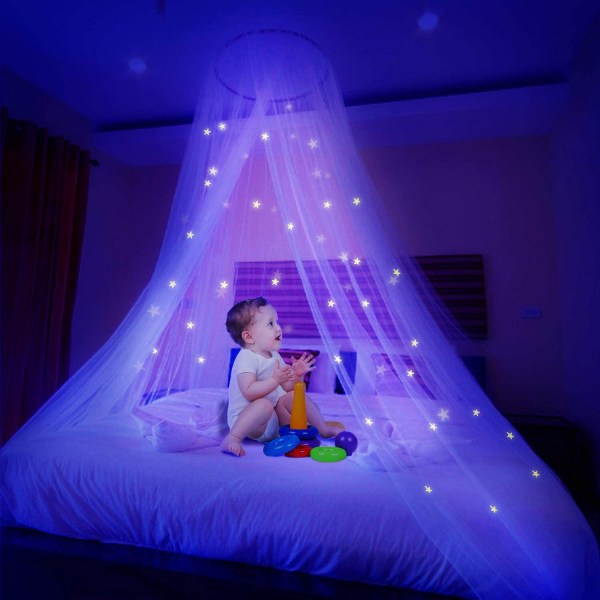 Myggenet med stjerner Luminous Stars Glow Bed Canopy Dome Anti