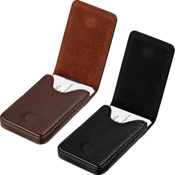 2 Pieces Business Card Holder, Vertical Version PU Leather Busine