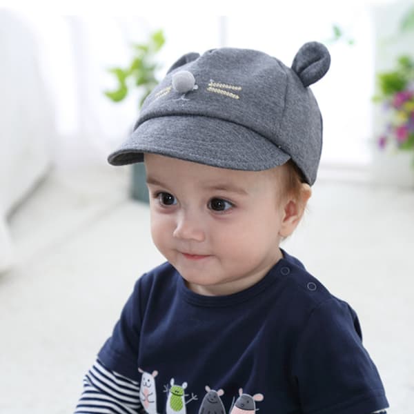Barne Baby Bunny Rabbit Visor Baseball Cap Bomull Mørk Grå