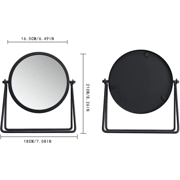 Yksipuolinen meikkipeili 360 pyörivä meikkipeili musta