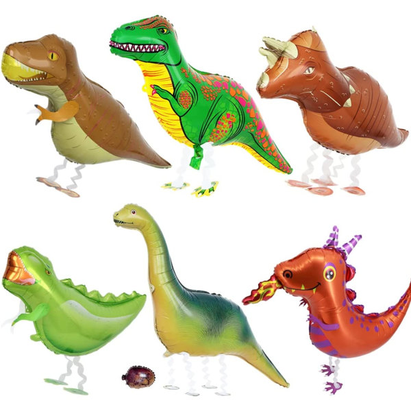 6 st dinosaurie heliumballong, dinosaurieballong, djurfoliebal