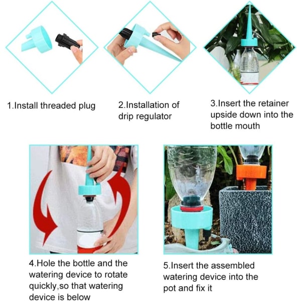 Droppbevattningskit, 6 DIY automatiska växtbevattnare, automatiska växtbevattnare, växtbevattningssystem för trädgård hem inomhus utomhus