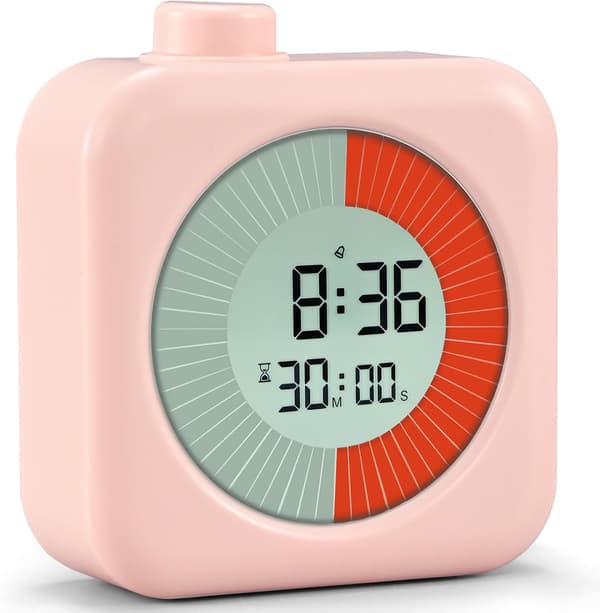 Digital visuell timer (rosa), 3 i 1 med timer, klokke og alarmfunksjon