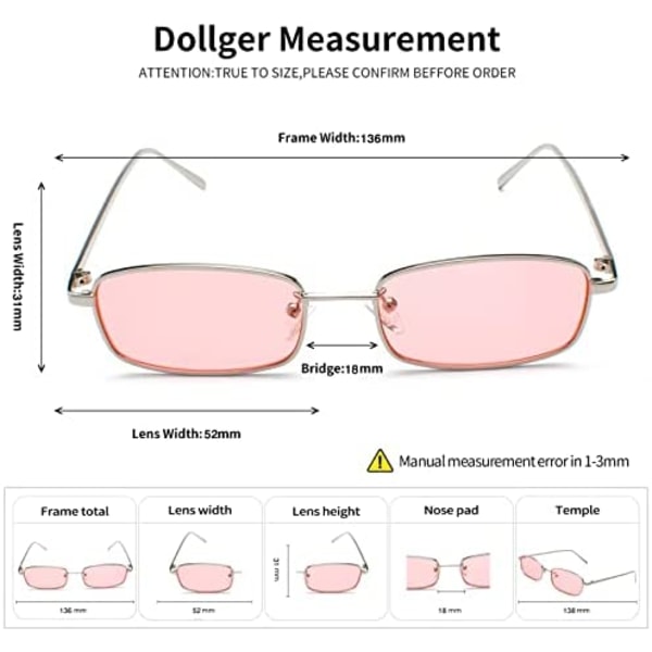 Rosa Retro rektangel solbriller for kvinner Menn Firkantet smal hofte