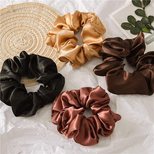 12 stk. hårelastikker, satin hårelastikker scrunchie