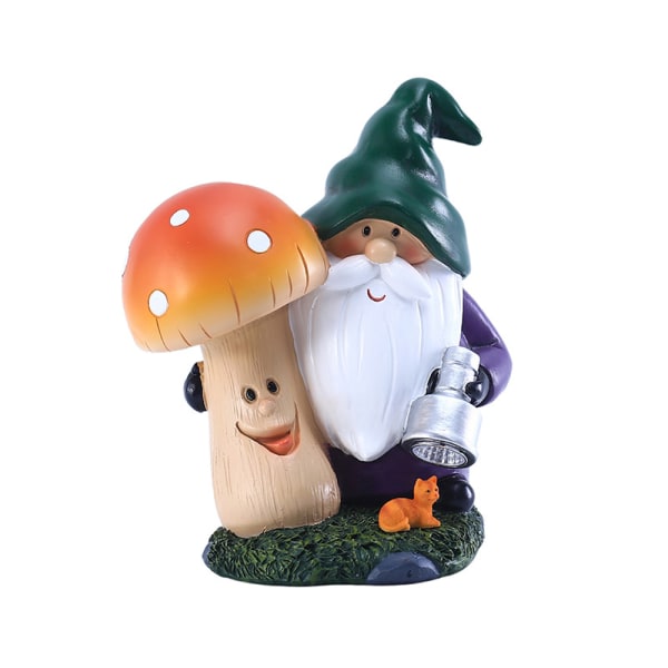 Sopp Gnome Malt Solcellelys Resin Ornament Crea