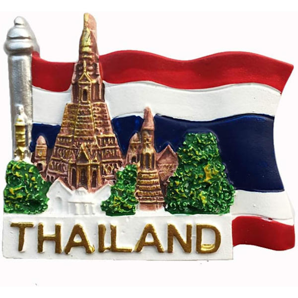 2 kpl Thaimaa Bangkokin lipun tyylinen 3D jääkaappimagneetti - Souvenir-lahja