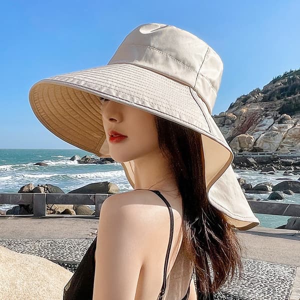 (sort) Dame Strandhat Sammenfoldelig Bred Skygge Sommerhat Solhat Strandbøttehat Havehat