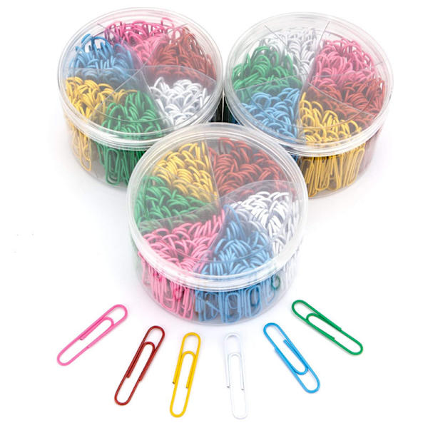 300 stk. store papirclips, 2 tommer farvede metal papirclips