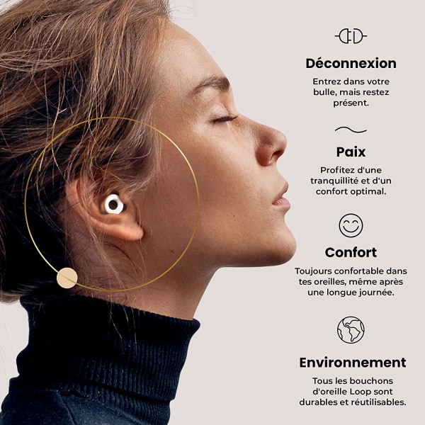 Sovende ørepropper（Hvide） - Genanvendelig høreværn i Flexib