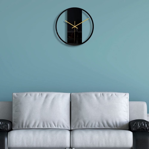 (CC308) Svart Rund Ramme Veggklokke DIY Stille Moderne Design Vegg