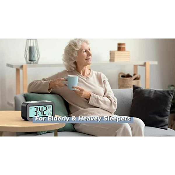 Digital vekkerklokke, LED digital klokke med temperaturvisning,