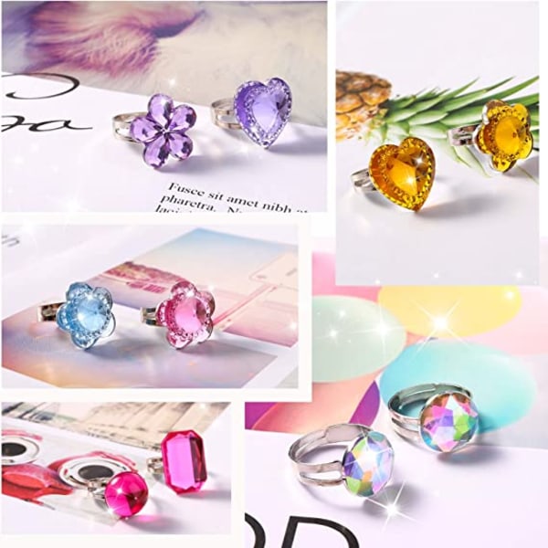 24 deler krystallringer for jenter, prinsesse smykker ringer med h