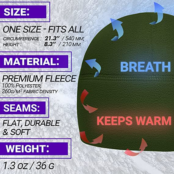 Taktisk Fleece Beanie - Varm Vinterhue - Unisex - Lav Profil