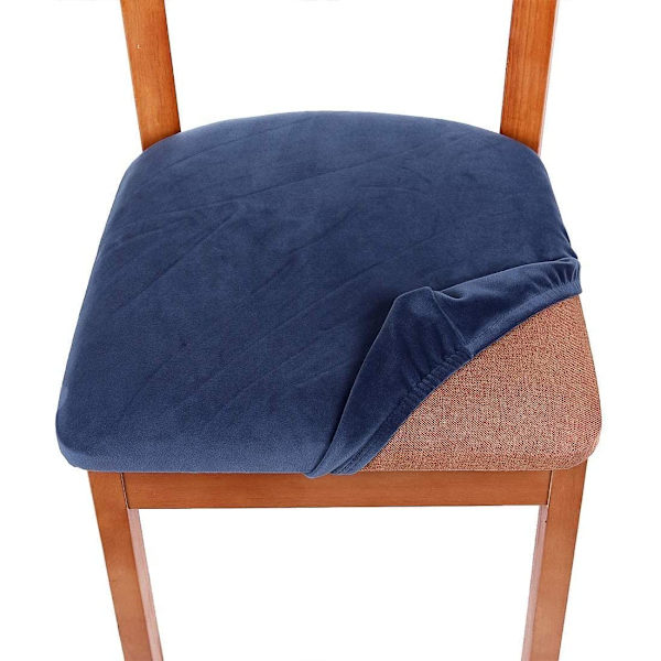 Sammetsstolsöverdrag för matstolar, set om 4, stretchiga matstolsöverdrag