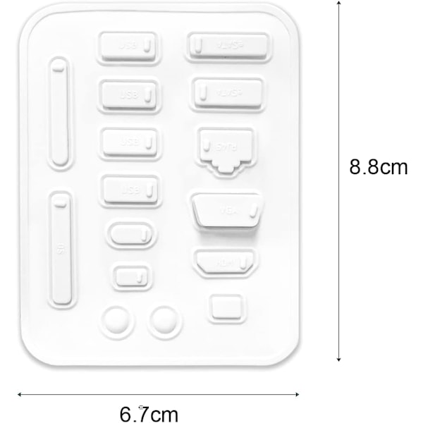 16 st Silikon Dammskyddspluggar (Vit), Datorgränssnitt Skyddsplugg Dammskydd för USB, HDMI Universal La
