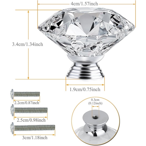 [10 delar] Kristallknopp Diamanthandtag Skåp drar låda Pul