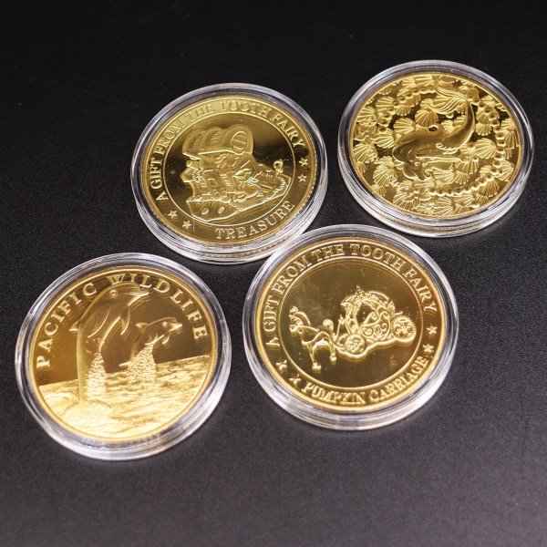 Tilfældigt 5 stykker guldbelagte erindringsmønter med di