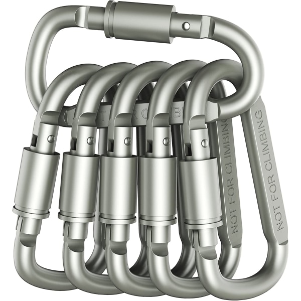 Pack of 6 Aluminum D-Ring Locking Carabiner Light but Strong NOT