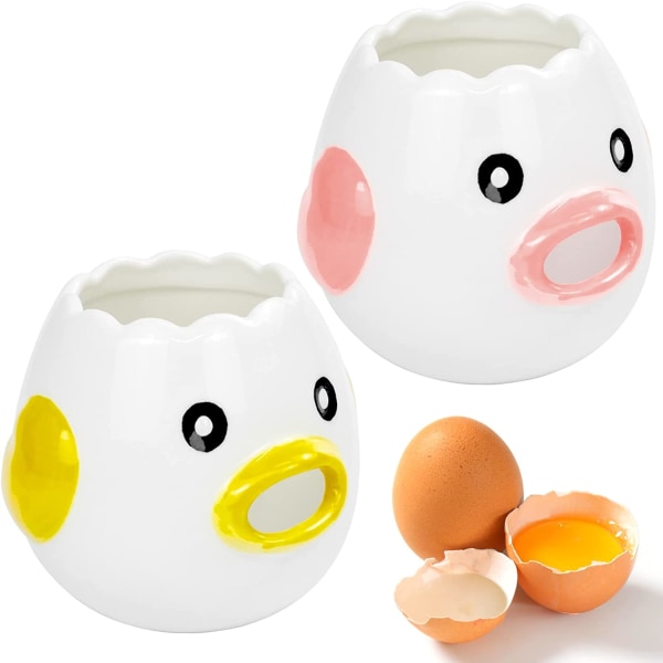 2 stk Keramisk Egg Separator, Keramisk Søt Cartoon Portable Creati
