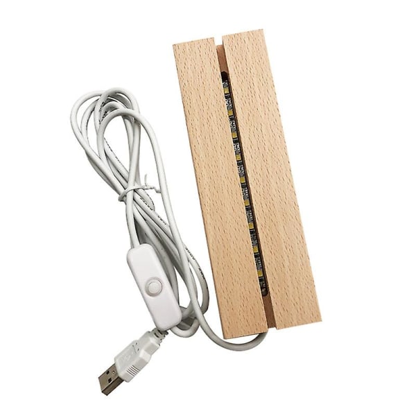 Wooden Led Lamp Base Usb Cable Switch Night Light 3d Led Nig