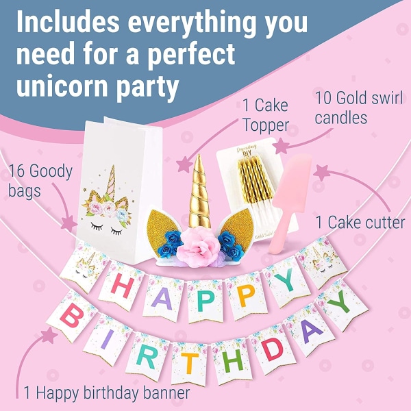 DIY Unicorn födelsedagsdekorationer för flickor - Party Supplies Kit