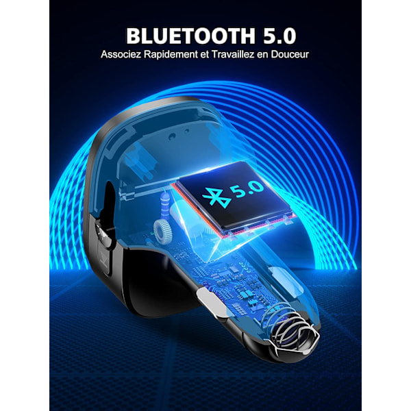 Bluetooth 5.0 FM-lähetin, QC3.0 & PD 18W USB C Bluetooth-auton