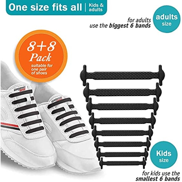 Knotfria skosnören för barn och vuxna Gröna elastiska sneaker Lac
