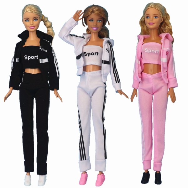 Barbie modedräkt, 3 delar, 12 docktillbehör, för ca