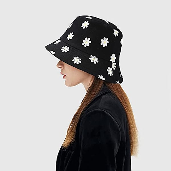 Reversibel Bucket Hat Fiskeri Solhat til Kvinder Piger，Daisy