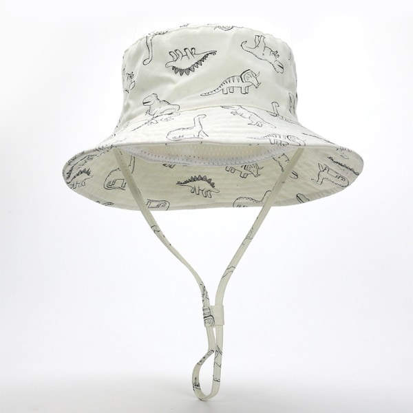 Vit Dinosaurie-50cm Bred Brätte Solhatt Baby Barn Sommar Mössa f