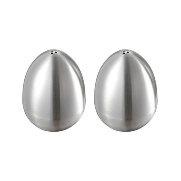 Sett med 2 rustfrie krydderkrukker Pepper Shaker Salt Shaker Eggformet (3 hull)