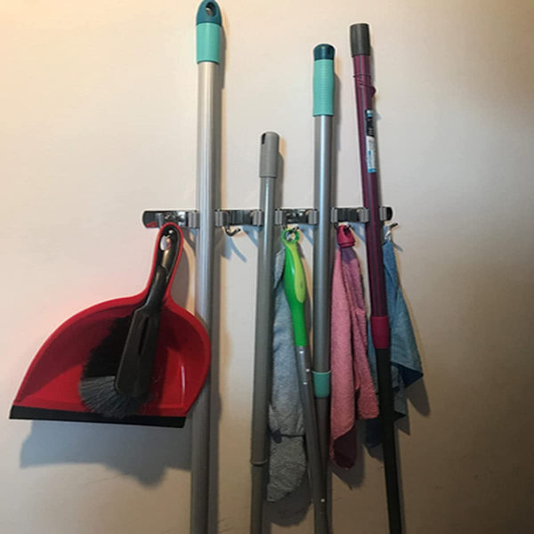 Väggmonterat kvasthållare, rostfritt stål kvasthållare, förvaring