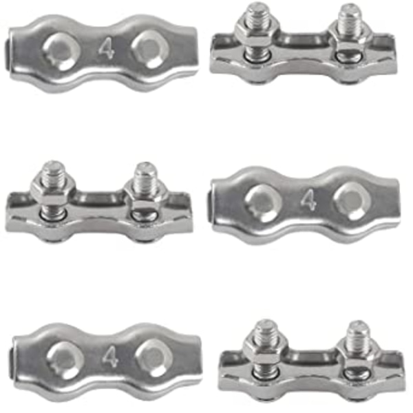 6PCS M4 Duplexklämma 304 Rostfritt Stål Tunga Wire Repklämmor