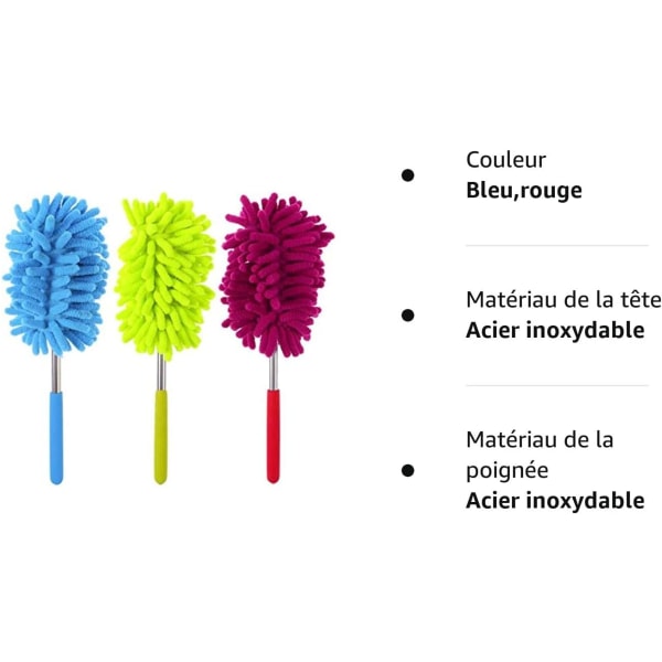Blå, grønn, rød - Mikrofiberstøvklut med teleskophåndtak for