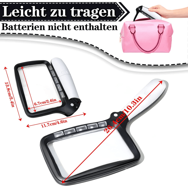 Lighted Reading Magnifier, 3X Large Illuminated Magnifying Glass