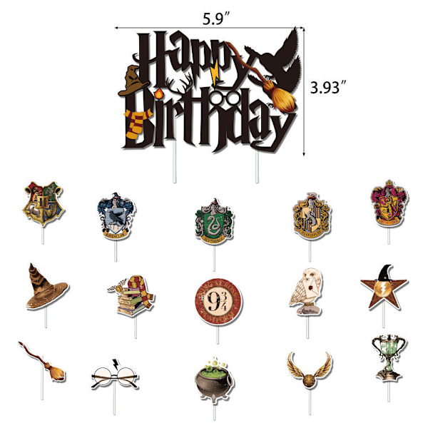 32 st Wizarding Cake Toppers, Födelsedagstårta Toppers, Cupcake A