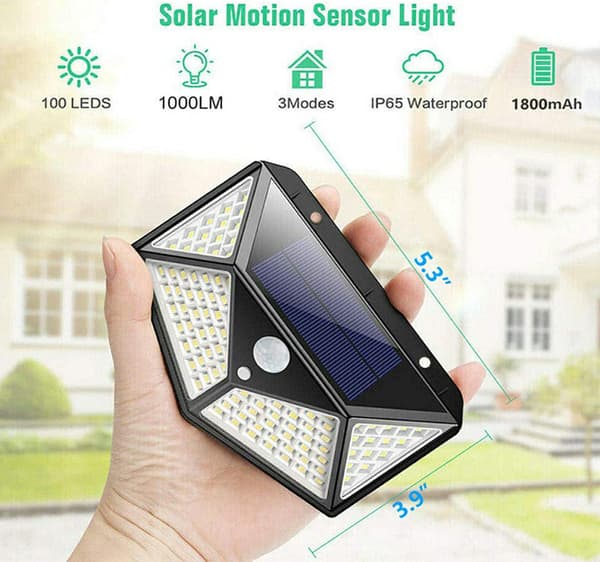 6 grupper med solcellelamper utendørs, 100LED/3 modus 270 ° belysning