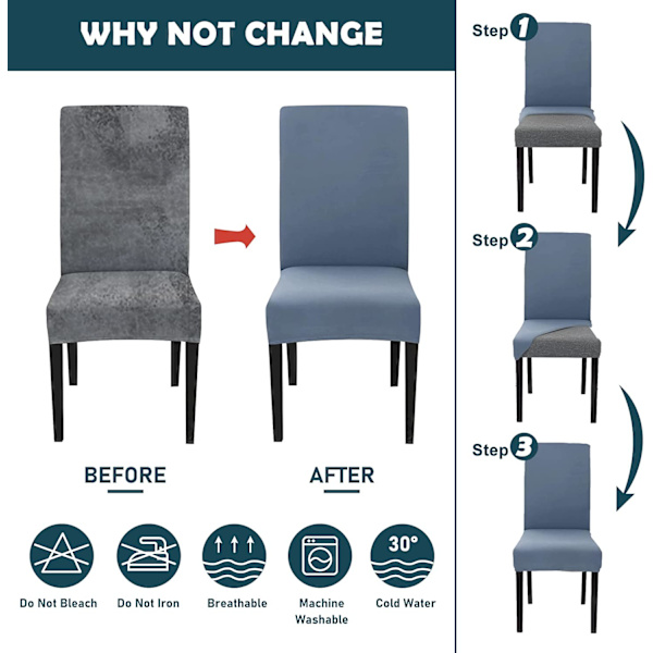 Stretch Chair Slipcover Universal Tvättbar Matstol Överdrag,Ea